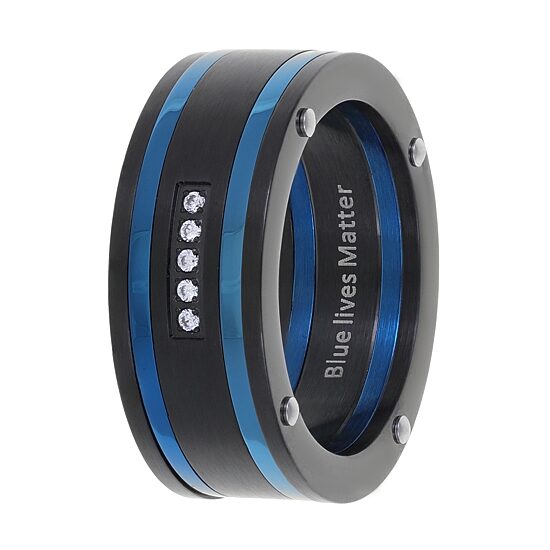Mens 9M Cubic Zirconia Stainless Steel Round Band