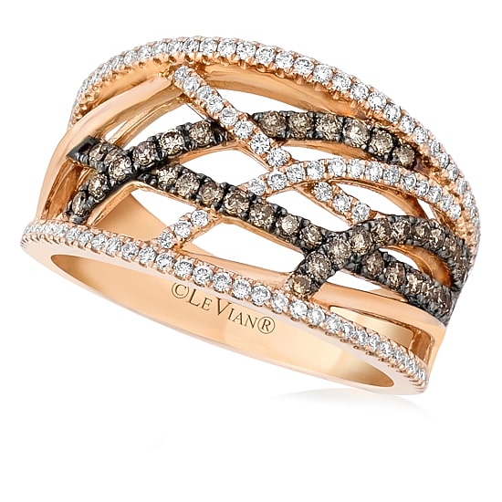 Le Vian® Grand Sample Sale™ Ring featuring Chocolate Diamonds® Vanilla Diamonds® set in 14K Strawberry Gold®