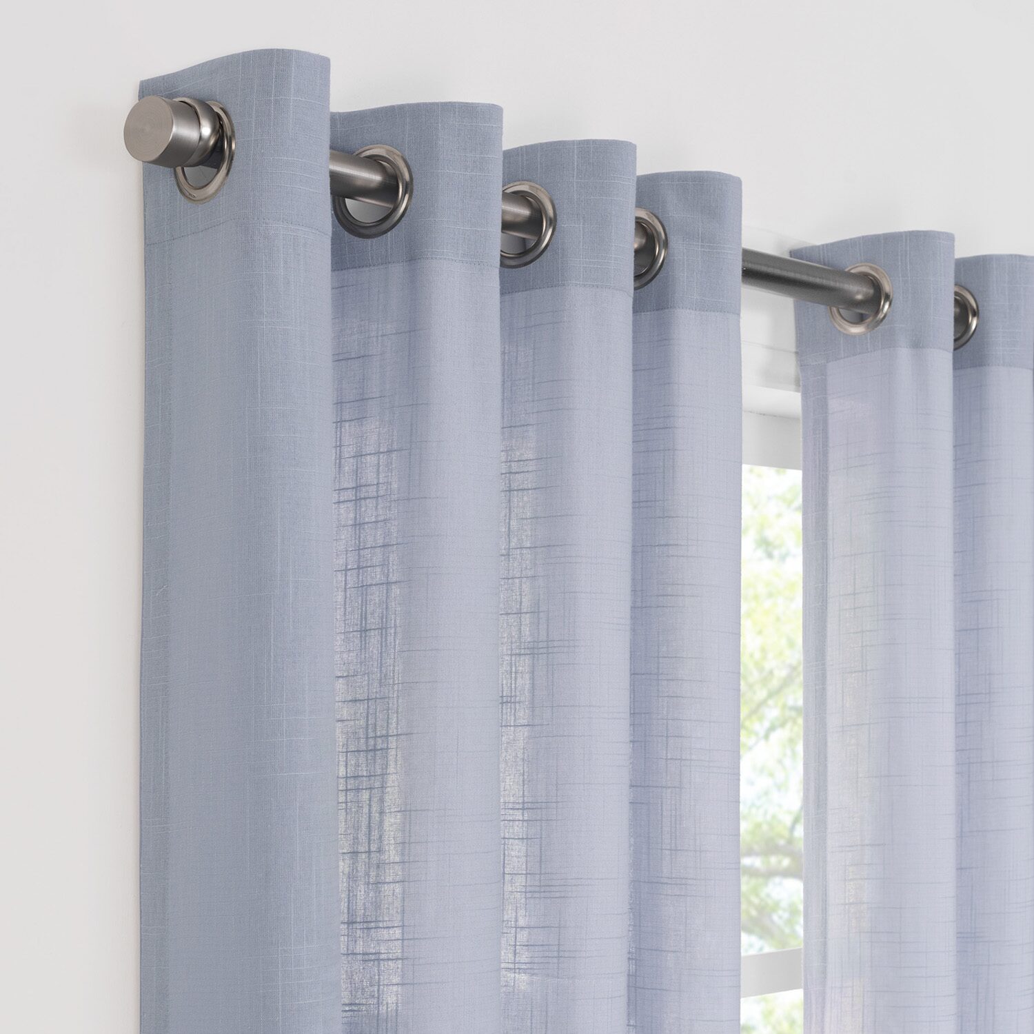 Fieldcrest Arden Solid Cotton Grommet Top Sheer Single Curtain Panel
