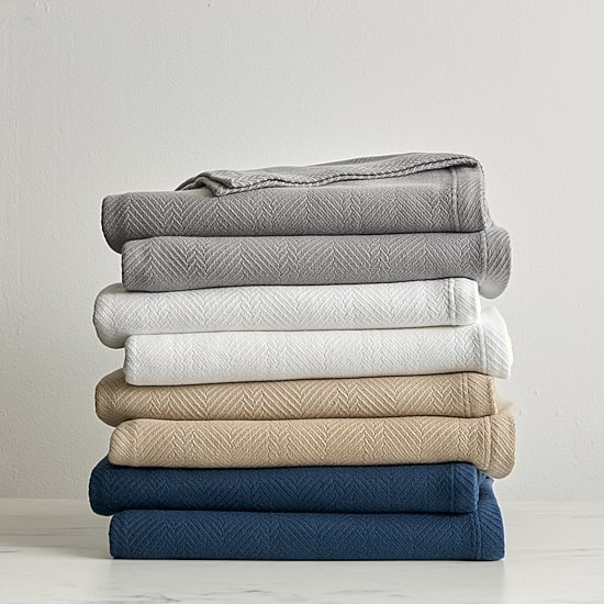 Fieldcrest Luxury Egyptian Cotton Herringbone Blanket