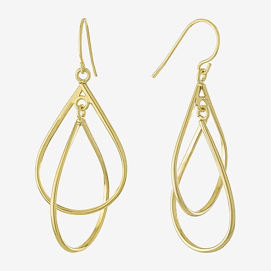 Silver Reflections 14K Gold Over Brass Pear Drop Earrings