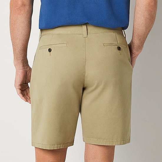 St. John's Bay Dexterity Mens 10" Adaptive Stretch Fabric Adjustable Features Easy-on + Easy-off Chino Short