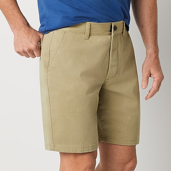 St. John's Bay Dexterity Mens 10" Adaptive Stretch Fabric Adjustable Features Easy-on + Easy-off Chino Short