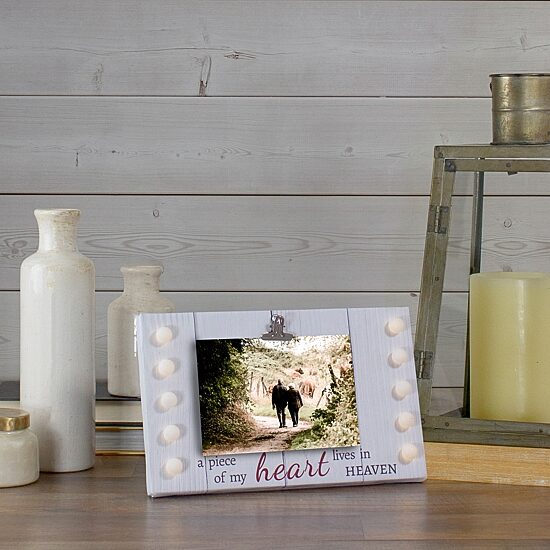 Northlight 4" X 6"Led My Heart Lives In Heaven Canvas Photo Clip