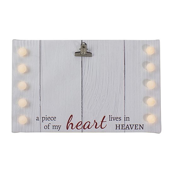 Northlight 4" X 6"Led My Heart Lives In Heaven Canvas Photo Clip