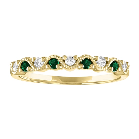 Modern Bride Gemstone 2.5MM 1/10 CT. T.W. Gemstone 10K White Gold Wedding Band