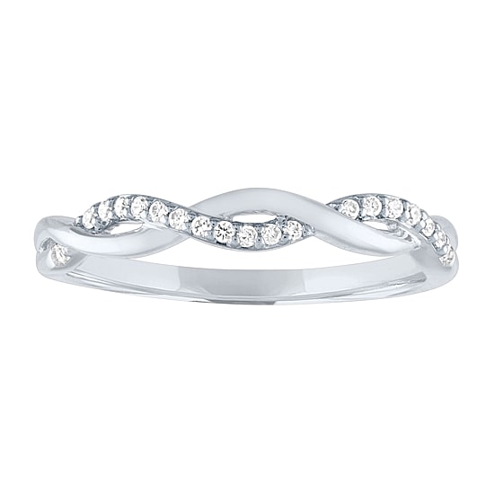 (G-H / Si2-I1) Womens 3MM 1/10 CT. T.W. Lab Grown White Diamond 10K Gold Wedding Band