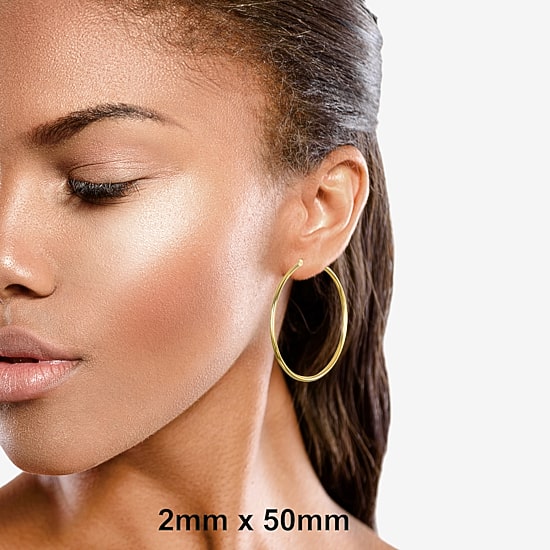 14K Gold 15mm - 50 mm Hoop Earrings