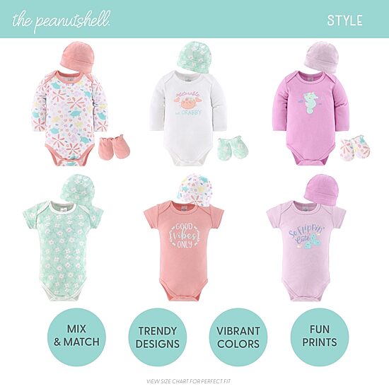 The Peanutshell 0-3m Ocean Flower Baby Girls Knit 23-pc. Baby Clothing Set