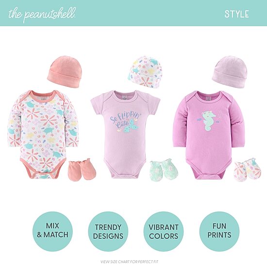 The Peanutshell 0-3m Ocean Flower Baby Girls Knit 23-pc. Baby Clothing Set