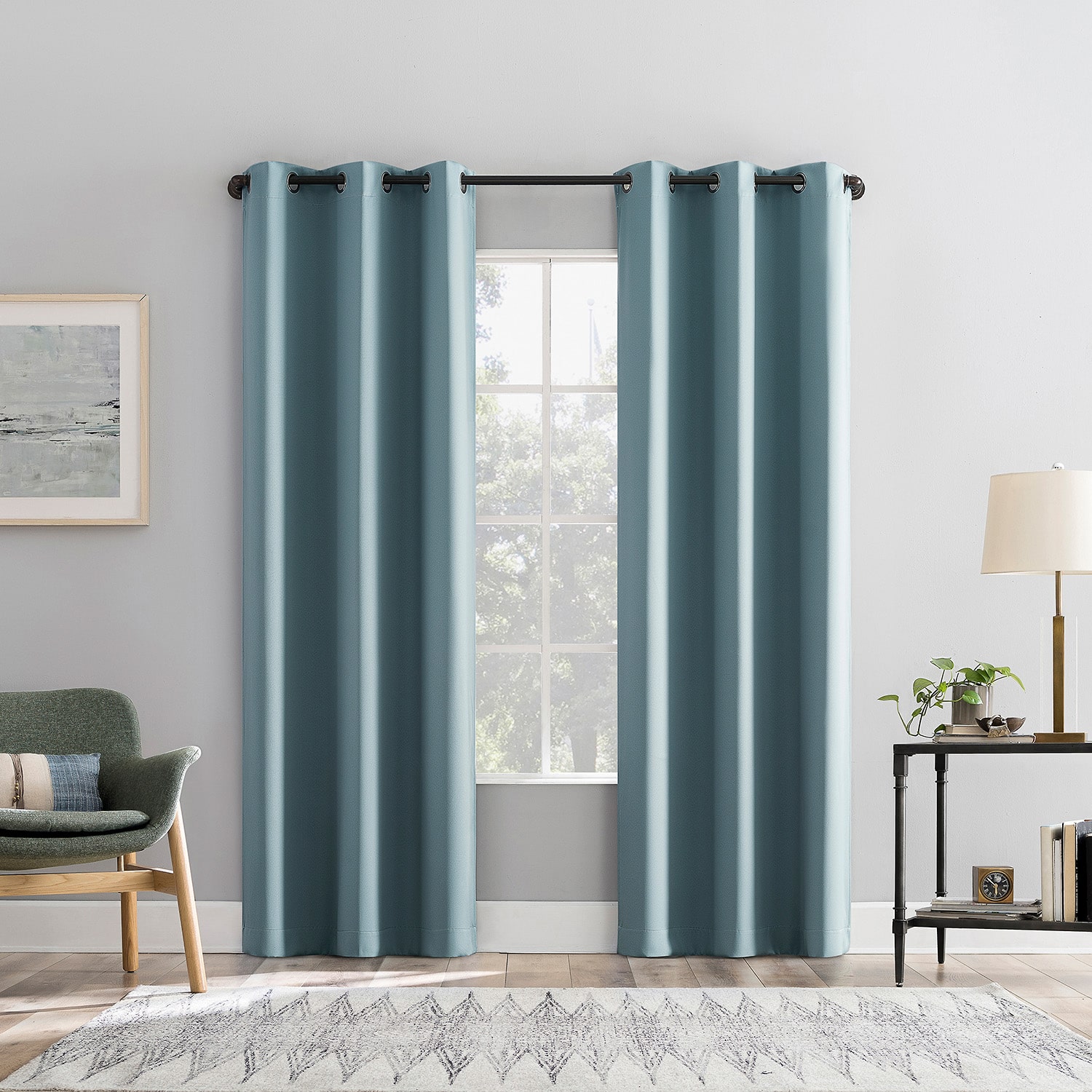 Sun Zero Percy Solid Grommet Top Energy Saving 100% Blackout Single Curtain Panel