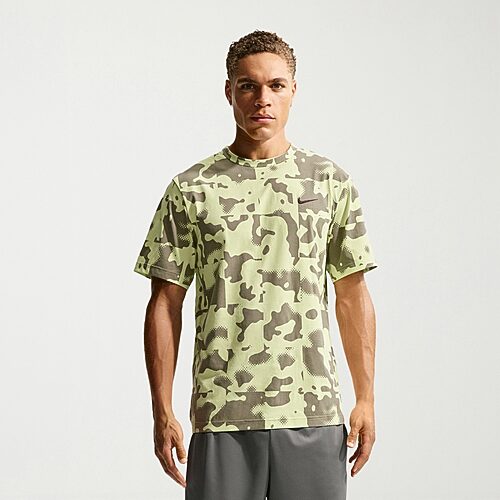 Nike Men's Hyverse Dri-fit Uv Short-Sleeve Training Crewneck T-Shirt - Liquid lime/Light army/Black
