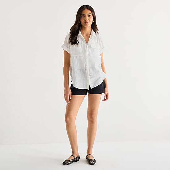 A.N.A Womens Tall Short Sleeve Blouse