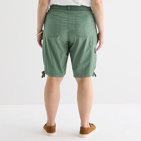 St. John's Bay Womens 11 1/2" Plus Cargo Bermuda Short