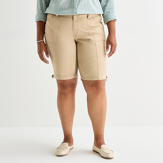 St. John's Bay Womens 11 1/2" Plus Cargo Bermuda Short