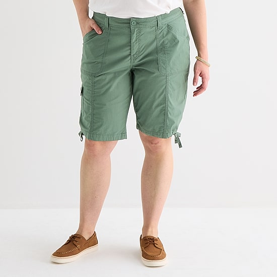 St. John's Bay Womens 11 1/2" Plus Cargo Bermuda Short