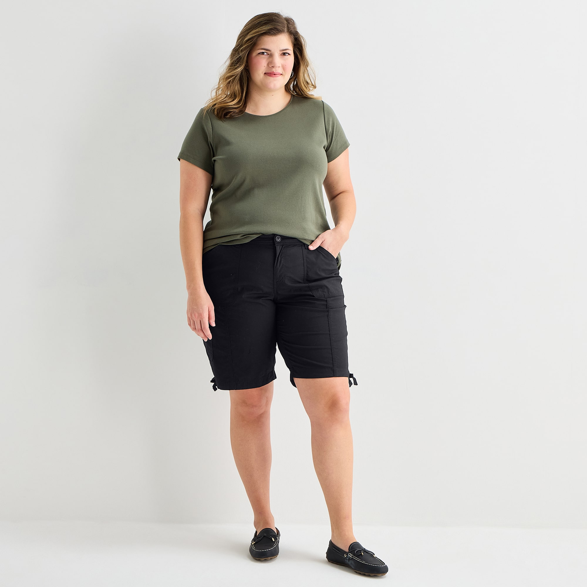 St. John's Bay Womens 11 1/2" Plus Cargo Bermuda Short