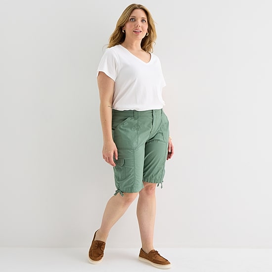 St. John's Bay Womens 11 1/2" Plus Cargo Bermuda Short