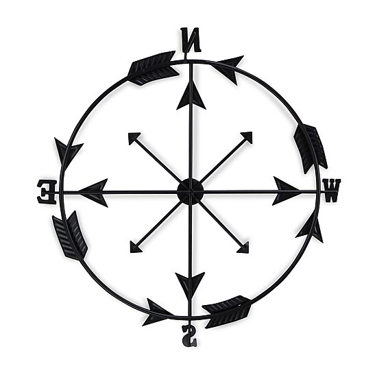 Cheungs Compass With Golden Arrow Accents Metal Wall Art