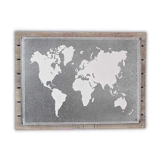 Wood Plank With Epoxy Printed Map Wall Art
