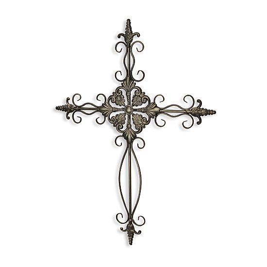 Cheungs Dark Brown Cross With Swirl And Patterned Accents Metal Wall Art