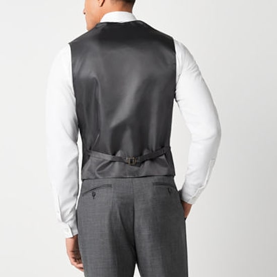 Collection By Michael Strahan Sharkskin Mens Stretch Fabric Modern Fit Suit Vest