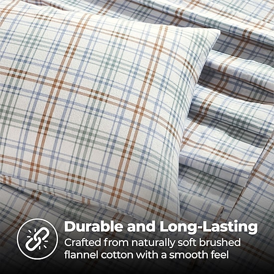 SUPERIOR® Plaid Cotton Flannel Rustic Warm Deep Pocket Sheet Set