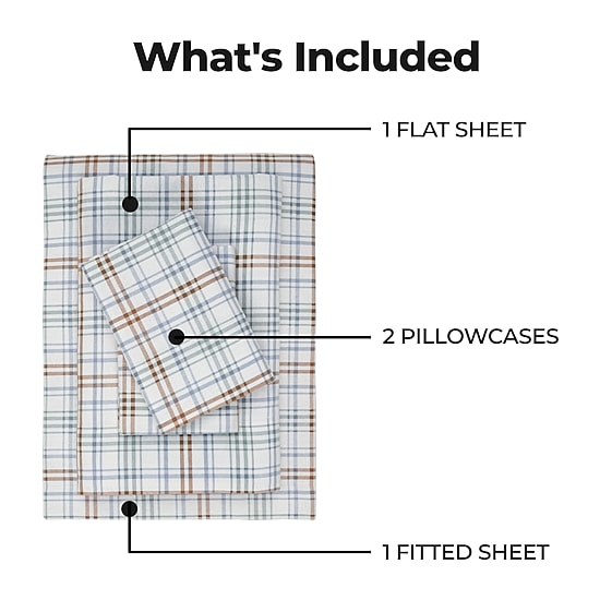 SUPERIOR® Plaid Cotton Flannel Rustic Warm Deep Pocket Sheet Set
