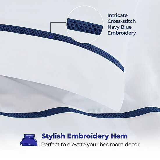 SUPERIOR® Riverton Cotton Cross Stitch Embroidery 320tc Deep Pocket Sheet Set