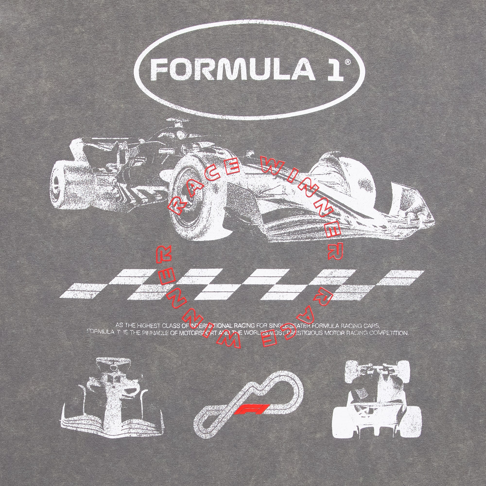 Formula 1 Womens Juniors Crew Neck Short Sleeve Oversized Graphic T-Shirt