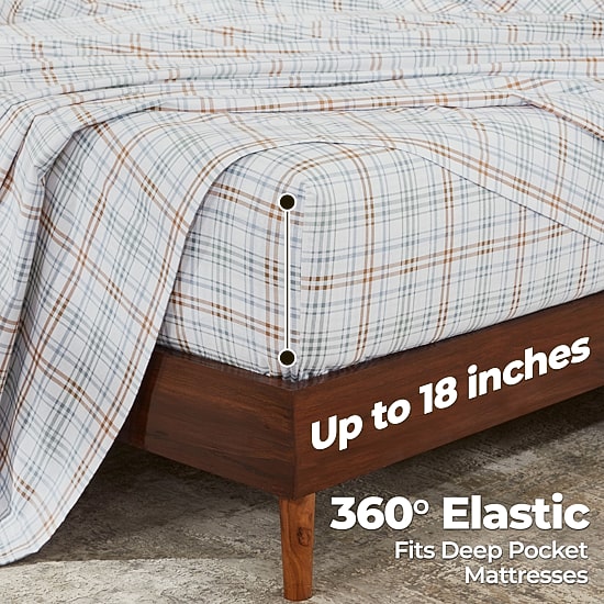 SUPERIOR® Plaid Cotton Flannel Rustic Warm Deep Pocket Sheet Set