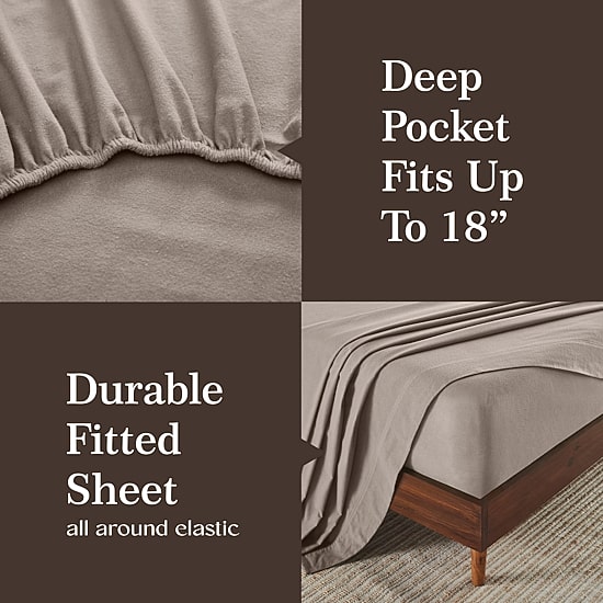 SUPERIOR® Rome Cotton Flannel Solid Warm Deep Pocket Sheet Set