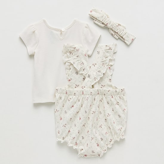 Baby Girls 3-pc. Winnie The Pooh Shortall Set