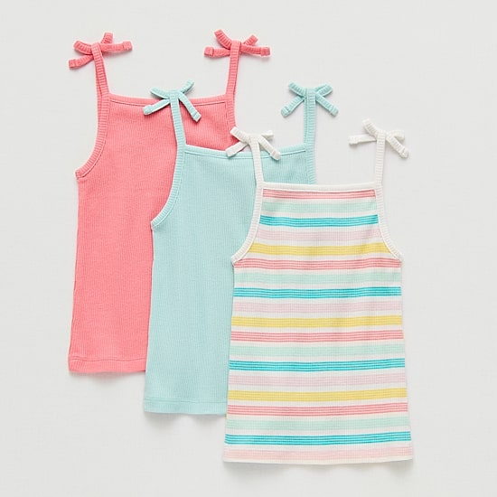 Okie Dokie Toddler & Little Girls Straight Neck Sleeveless 3 Pack Tank Top