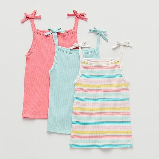 Okie Dokie Toddler & Little Girls Straight Neck Sleeveless 3 Pack Tank Top