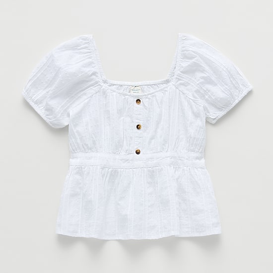 Thereabouts Little & Big Kid Girls Square Neck Short Sleeve Babydoll Top