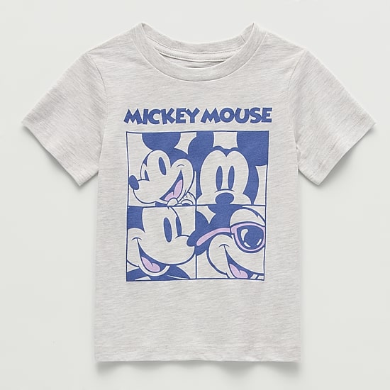 Toddler Boys Crew Neck Short Sleeve Regular Fit Mickey Mouse Graphic T-Shirt