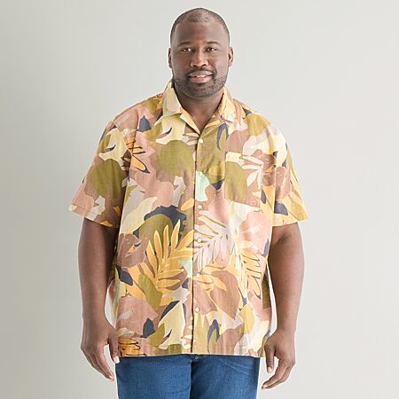 mutual weave Mens Short Sleeve Camp Shirt, Color: Large Floral