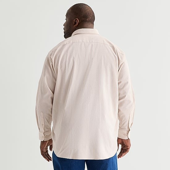 Stafford Chambray Mens Long Sleeve Regular Fit Big and Tall Button-Down Shirt