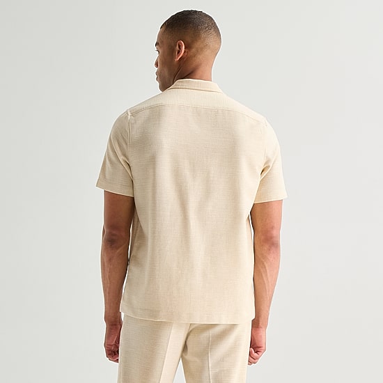 J. Ferrar Textured Mens Short Sleeve Camp Shirt