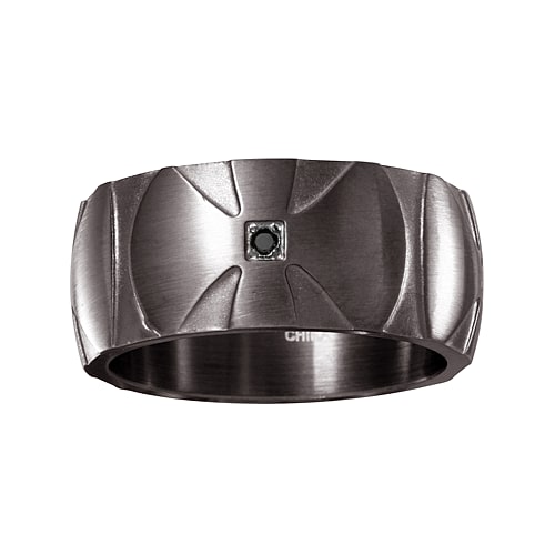 Mens Diamond-Accent Black Stainless Steel 10mm Wedding Band, 11, Black