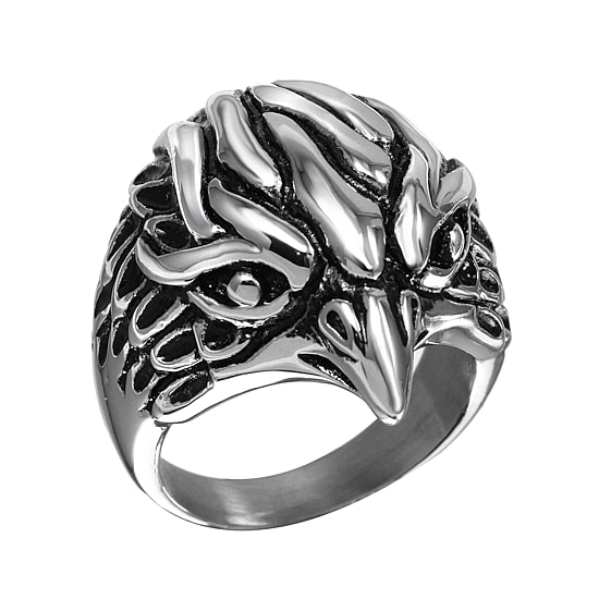 Mens Two-Tone Stainless Steel Eagle Ring
