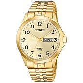 Citizen Quartz Mens Gold Tone Stainless Steel Expansion Watch