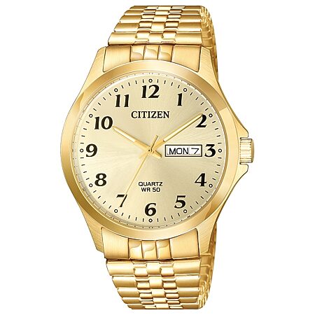 YA−MAN STA-212P GOLD Citizen Quartz Mens Gold Tone Stainless Steel Expansion Watch