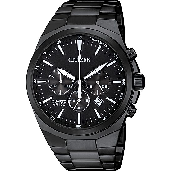 AVZHJA ブラックメタル　BLACKL Citizen Quartz Mens Black Stainless Steel Bracelet Watch An8175