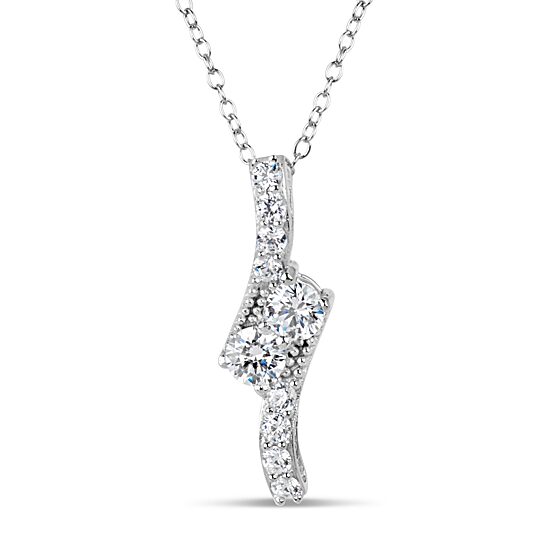 Womens 1 1/3 CT. T.W. White Zirconia Sterling Silver Round 18 Inch Pendant Necklace