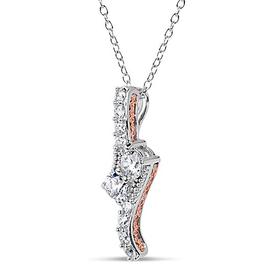 Womens 1 1/3 CT. T.W. White Zirconia Sterling Silver Round 18 Inch Pendant Necklace