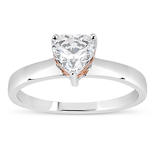 Womens 1 5/8 CT. T.W. White Zirconia Sterling Silver Heart Solitaire Cocktail Ring