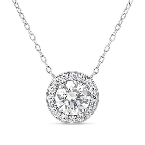 Womens 2 3/4 CT. T.W. White Zirconia Sterling Silver Round 18 Inch Pendant Necklace