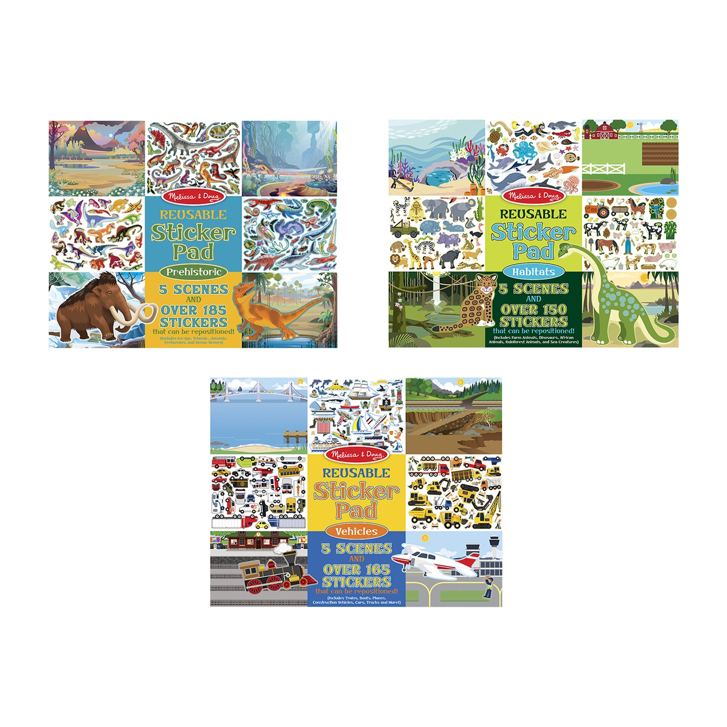Melissa & Doug Rs Bndl Vehicles Habitats Activity Pad Prehistoric 3-pc. Stickers